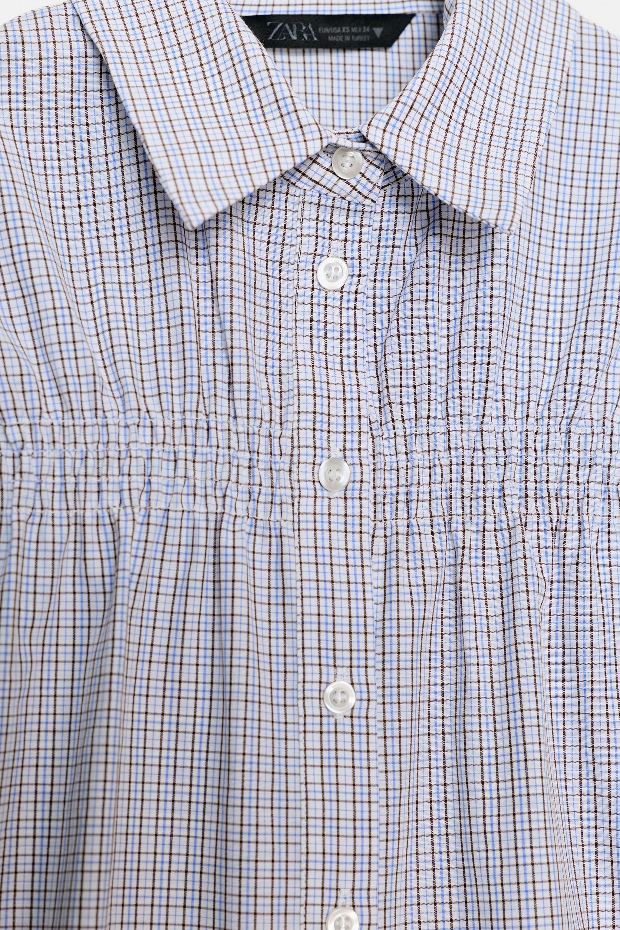 CHEMISE À CARREAUX EN POPELINE ÉLASTIQUE